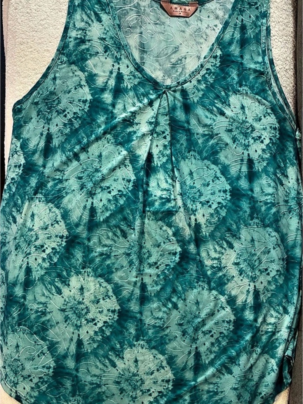 AMANA Floral Tank Top in Blue & Green 2X Like New